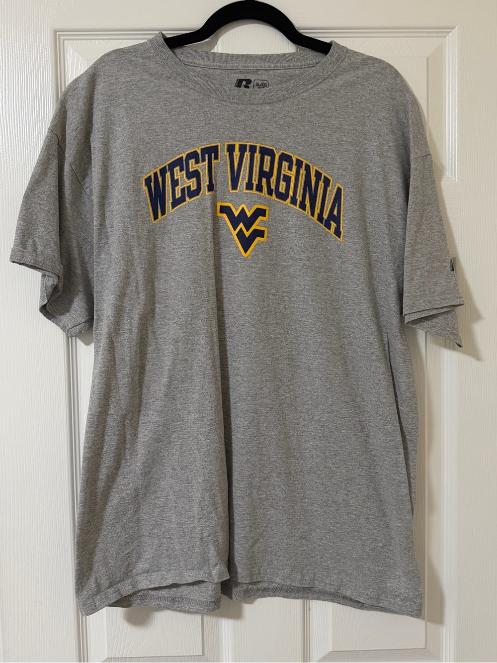 Russell Athletic West Virginia Arch Logo Tee - Grey with Navy & Gold